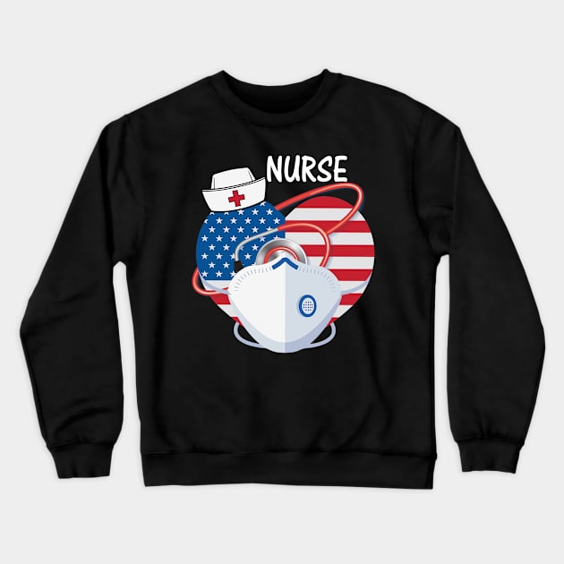 Proud Nurse - Flag USA Nurse Crewneck Sweatshirt by janayeanderson48214